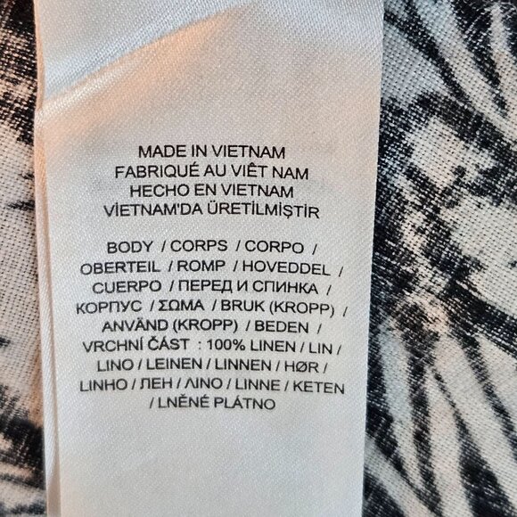 Lauren Ralph Lauren Linen Shirt Midi Dress Size 16W Black & White Self-Tie Waist - Picture 9 of 13